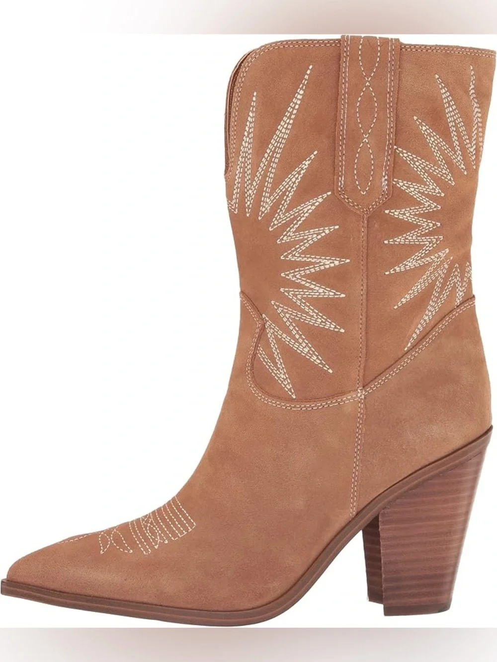 Marc Fisher Rogers Embroidered Suede Western Boot Brown Size 8.5 Women - Picture 1 of 7